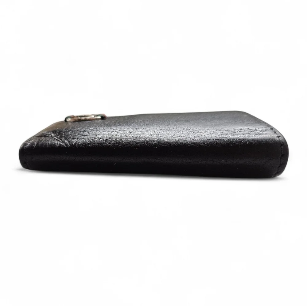 Gucci GG Marmont Black Leather Card And Key Holder Wallet In Black And Silver